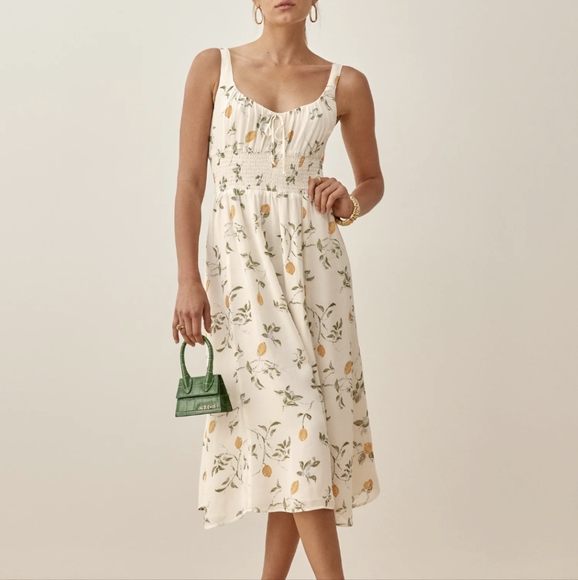Reformation Hank Dress in lemon print, 0, Worn once! - Picture 5 of 9